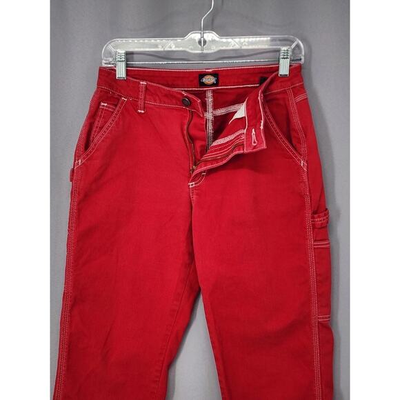Dickies Pants Womens 29x30 Red Workwear Utility Hammer Loop Straight Rockabilly - Picture 4 of 16